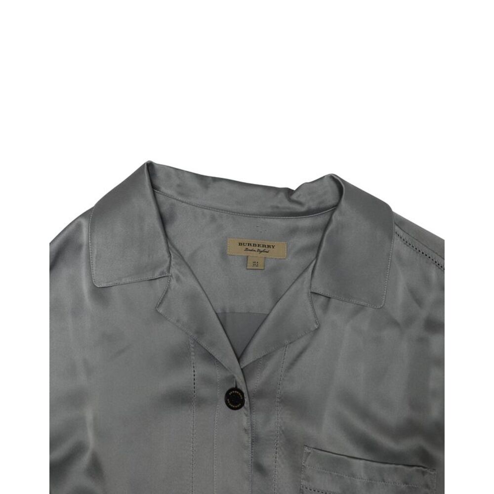 Burberry Midi Wrap Shirt Dress in Pale Blue Silk-Satin - Picture 4 of 6